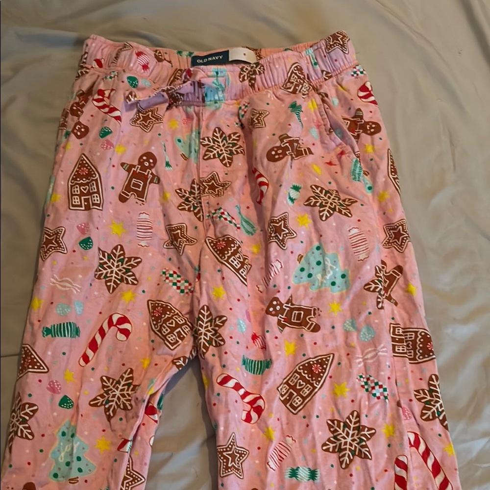 Old Navy Pink and Brown Pajama Bottoms with Whimsical Print